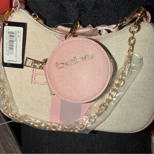 bebe paisley canvas crossbody with coin purse powder pink